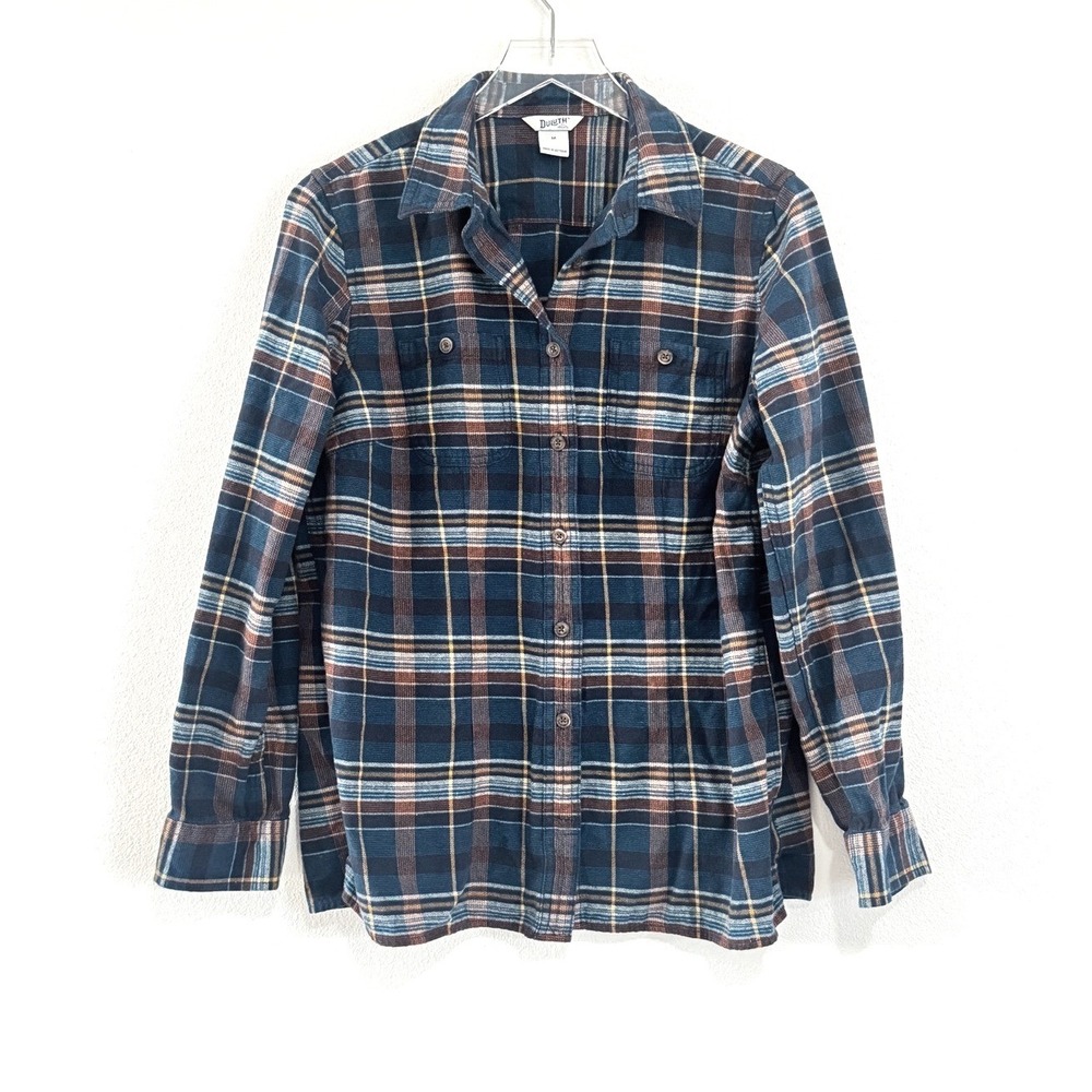 Duluth Trading Co. | Women's‎ Free Swingin' Flannel Button Up Blue Shirt